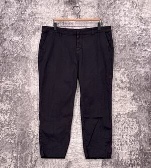 Frank & Eileen Wicklow Pants 12 Womens Black Italian Chino Cotton